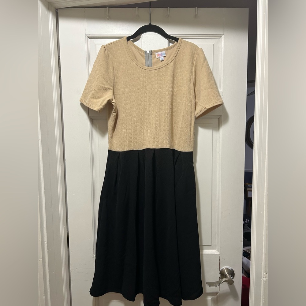 Tan and Black Short Sleeve Dress by LuLaRoe